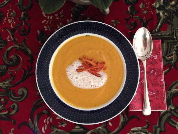 Roasted carrot, marmalade and ginger soup